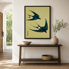 Japanese Swallow Birds Canvas Wall Art Aura Canvas