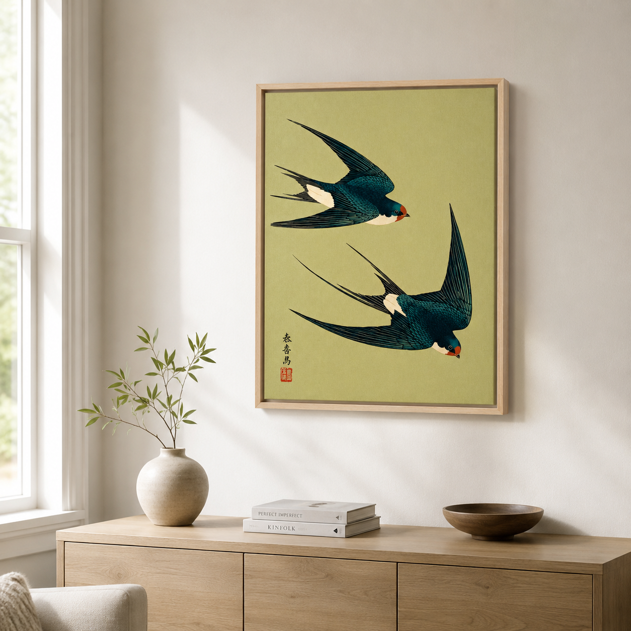 Japanese Swallow Birds Canvas Wall Art Aura Canvas