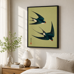 Japanese Swallow Birds Canvas Wall Art Aura Canvas