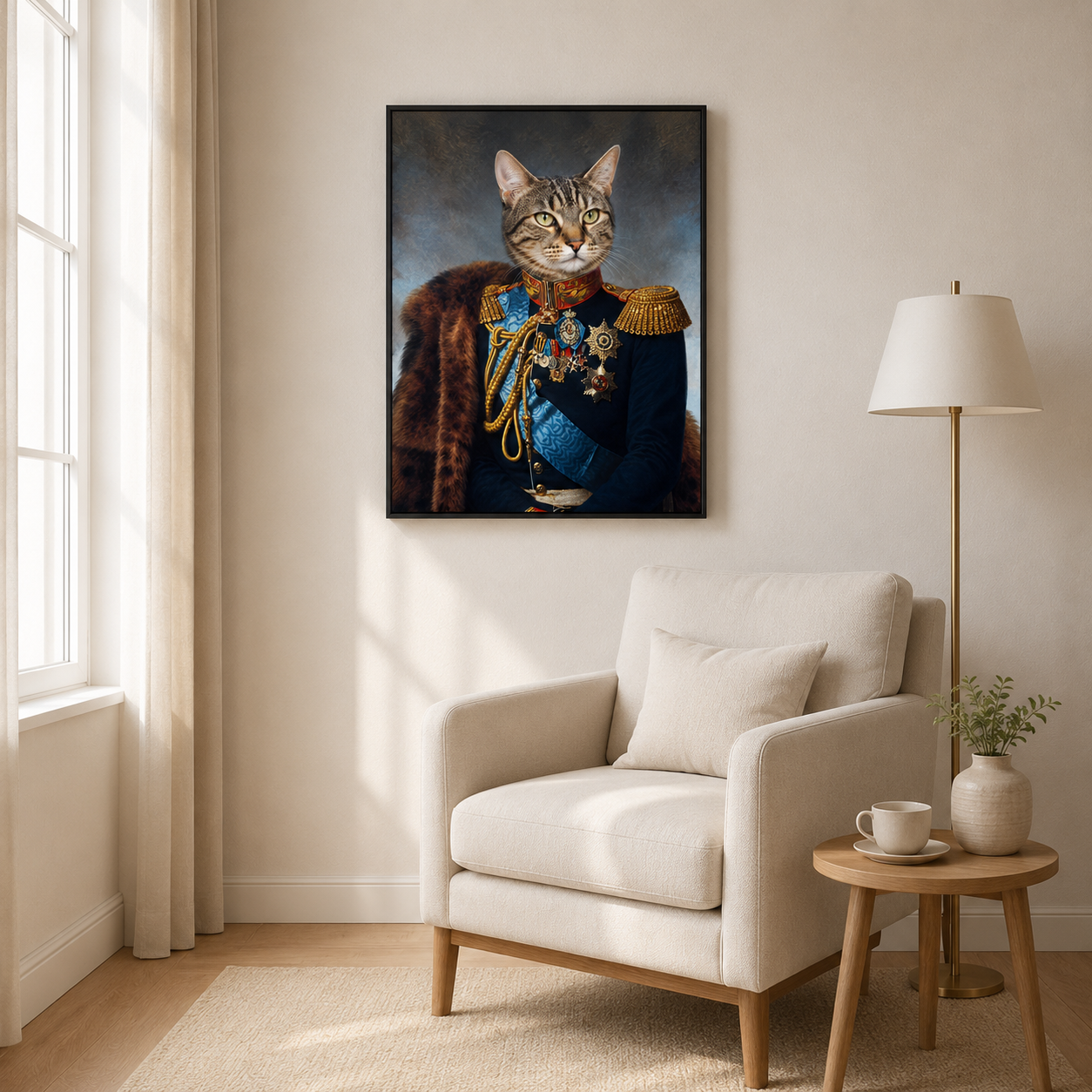Custom Royal Commander Pet Portrait Canvas Aura Canvas