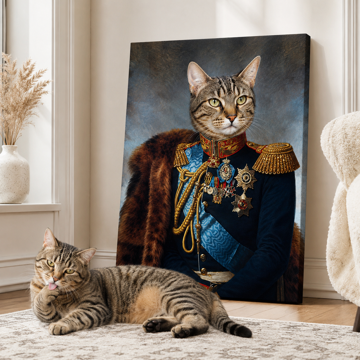 Custom Royal Commander Pet Portrait Canvas Aura Canvas