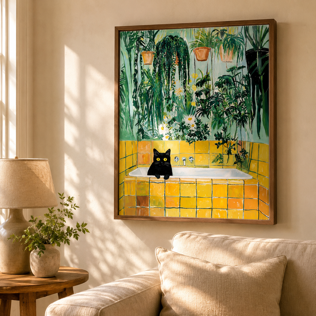 Black Cat Bathtub Canvas Wall Art Aura Canvas