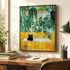 Black Cat Bathtub Canvas Wall Art Aura Canvas