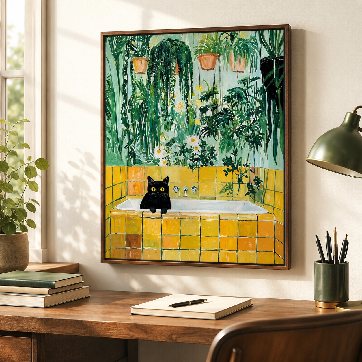 Black Cat Bathtub Canvas Wall Art Aura Canvas
