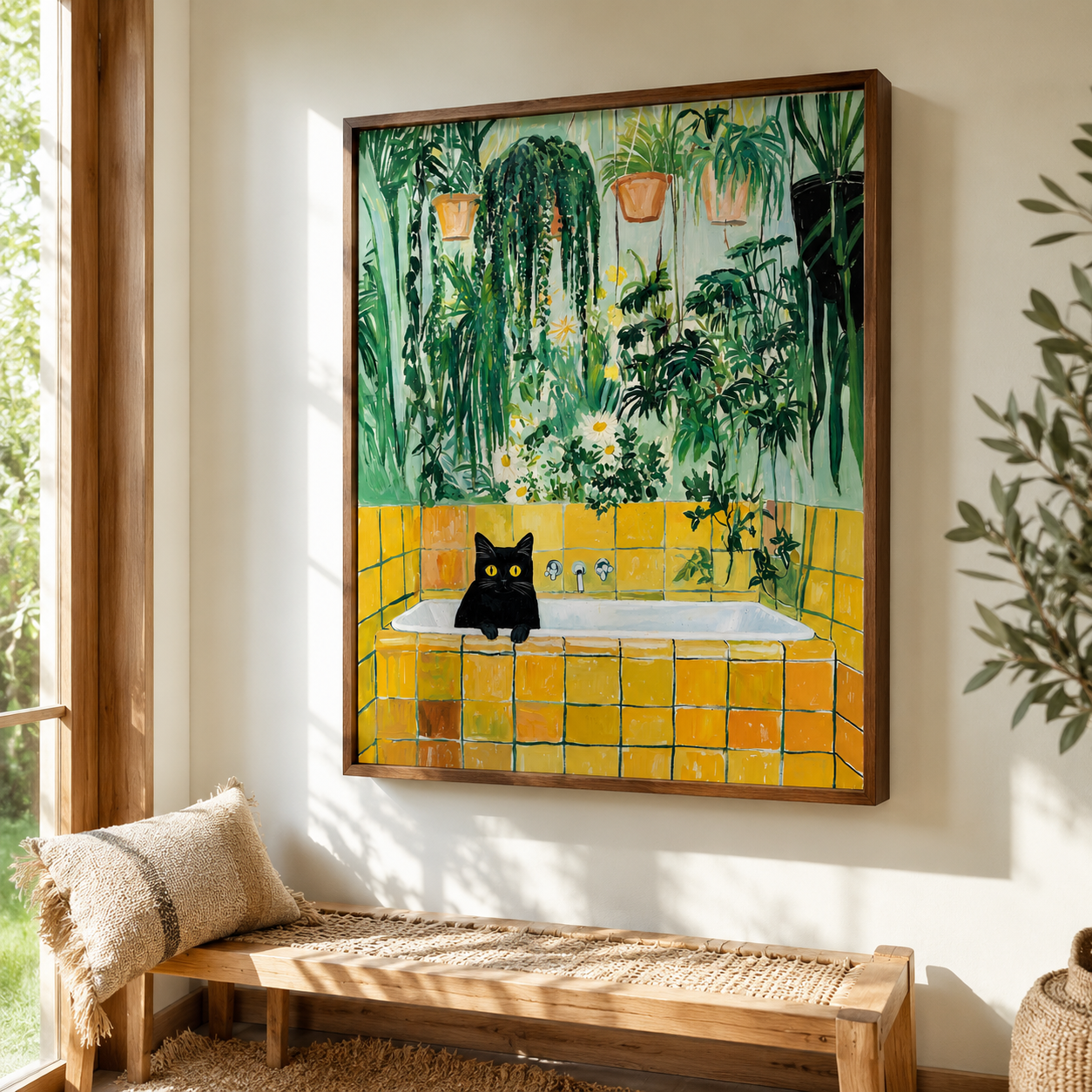 Black Cat Bathtub Canvas Wall Art Aura Canvas
