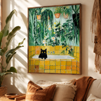 Black Cat Bathtub Canvas Wall Art Aura Canvas