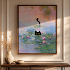 Black Cat Water Lily Canvas Wall Art Aura Canvas