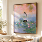 Black Cat Water Lily Canvas Wall Art Aura Canvas