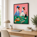 Funny Duck Wine Canvas Wall Art Aura Canvas