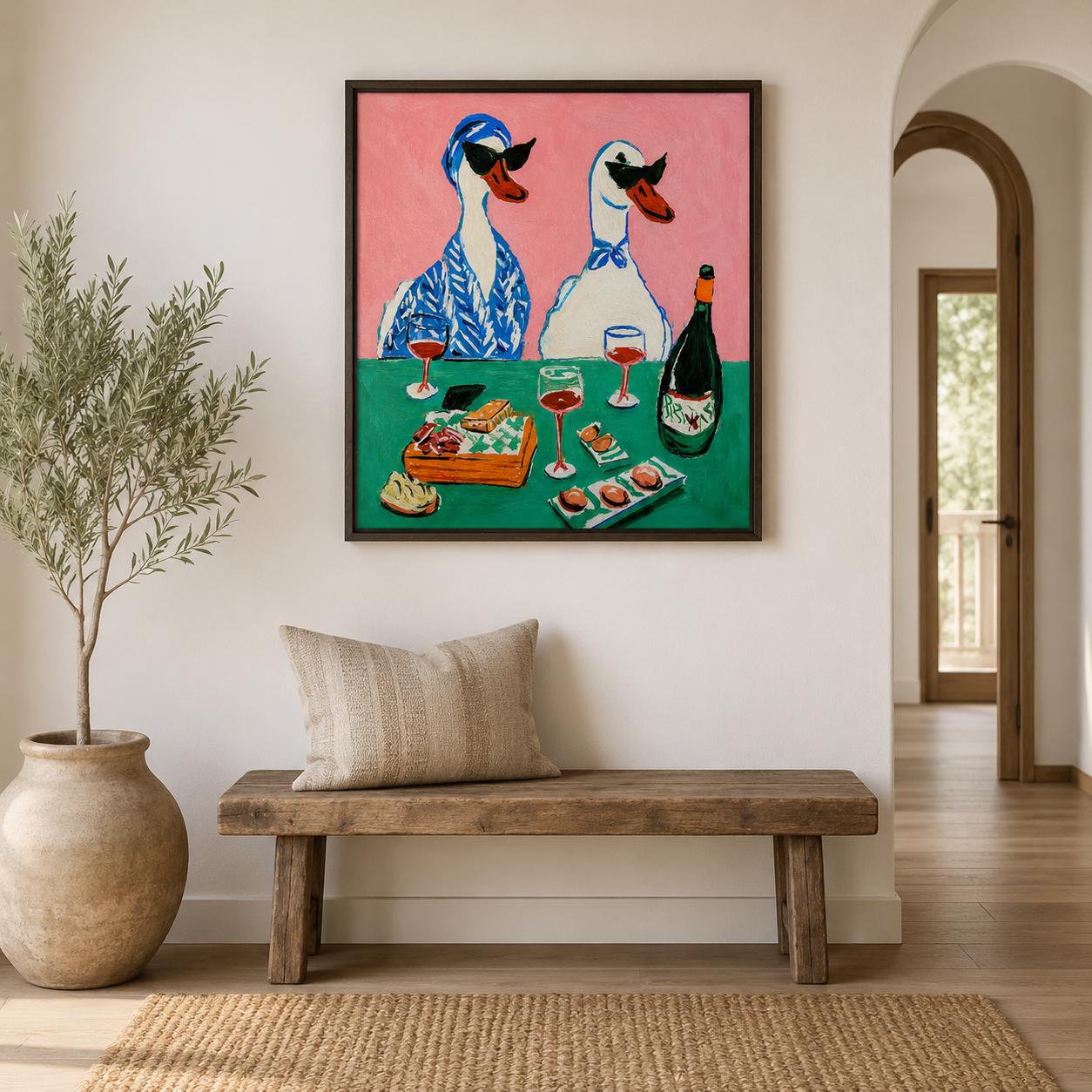 Funny Duck Wine Canvas Wall Art Aura Canvas