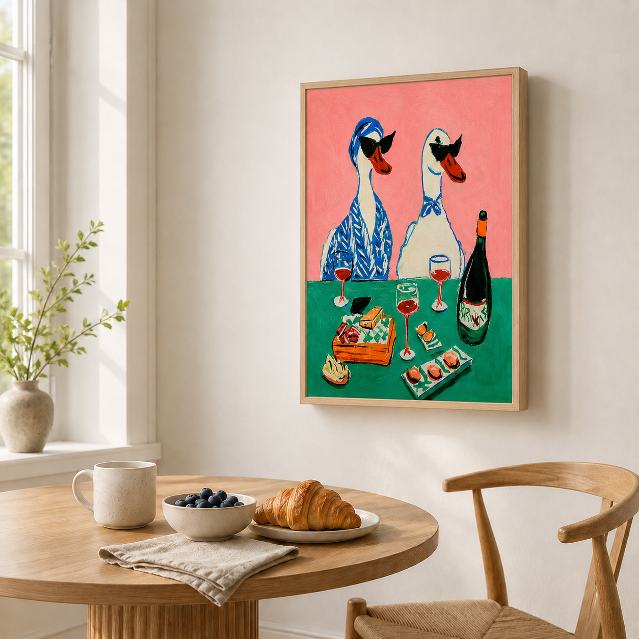 Funny Duck Wine Canvas Wall Art Aura Canvas