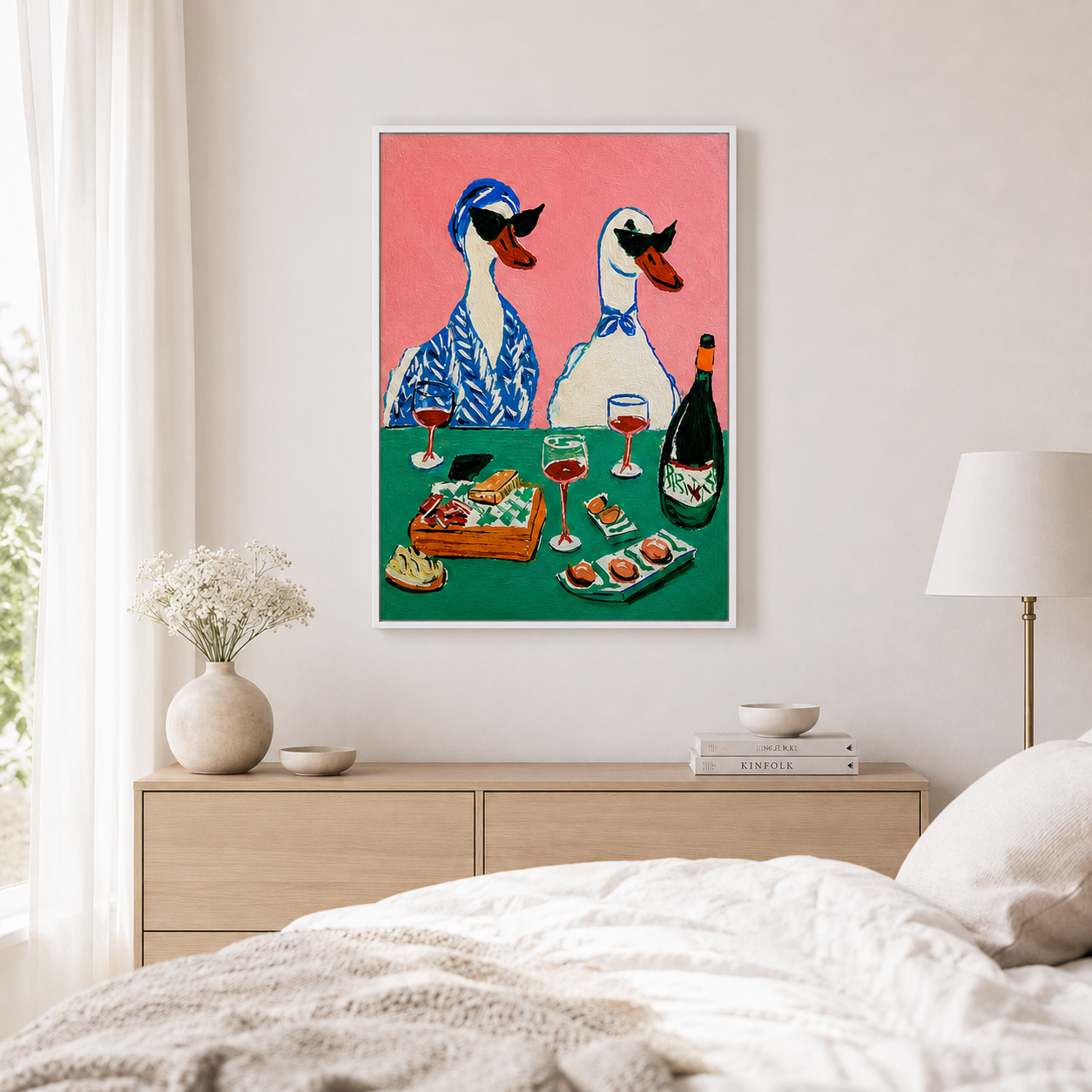 Funny Duck Wine Canvas Wall Art Aura Canvas