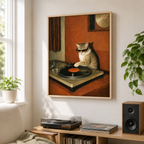 DJ Cat Canvas Wall Art Aura Canvas