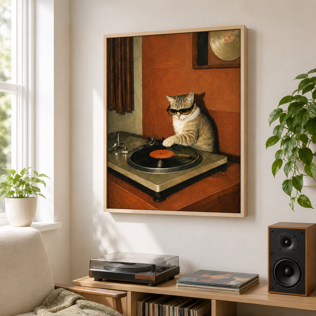 DJ Cat Canvas Wall Art Aura Canvas
