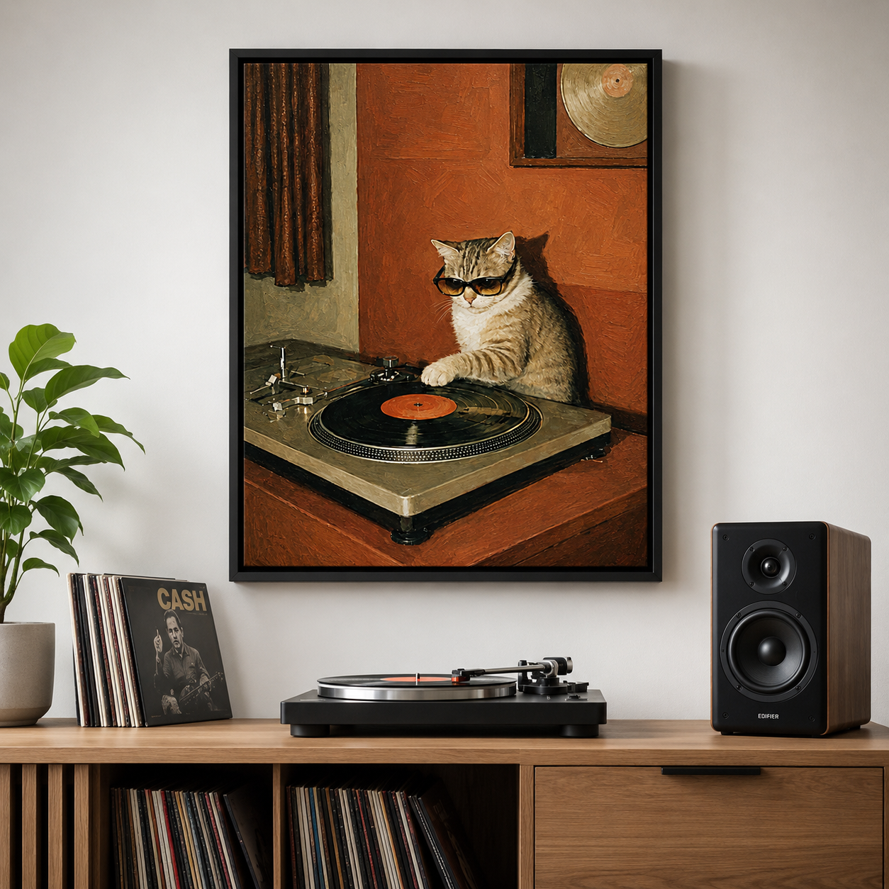 DJ Cat Canvas Wall Art Aura Canvas