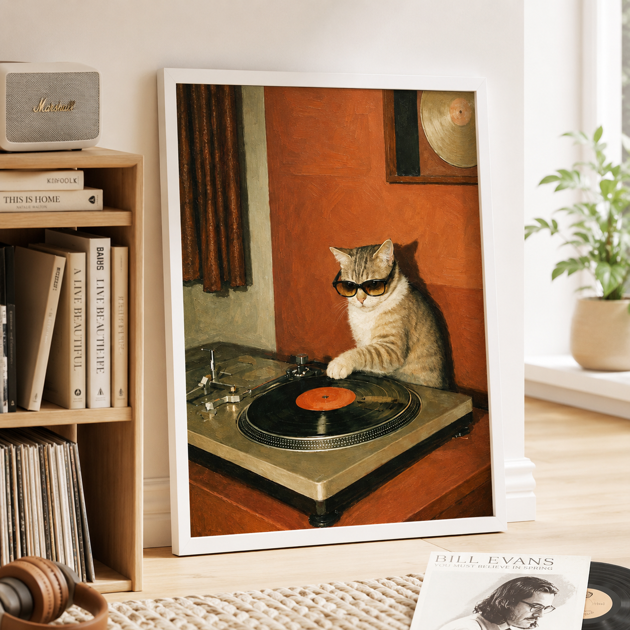 DJ Cat Canvas Wall Art Aura Canvas