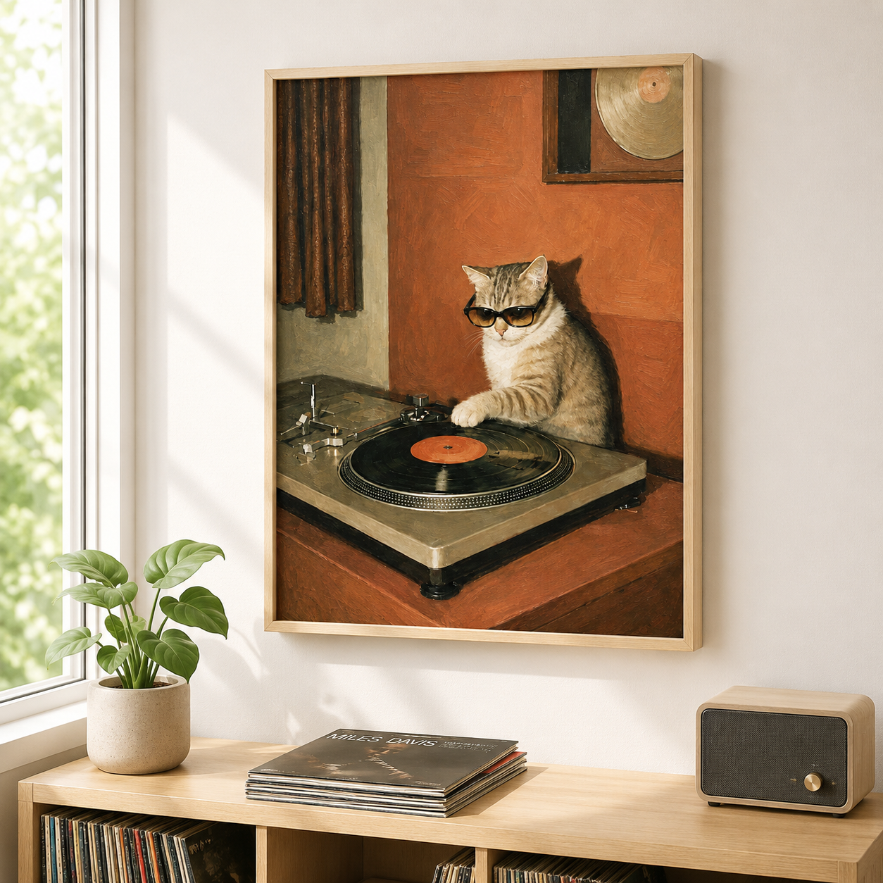 DJ Cat Canvas Wall Art Aura Canvas