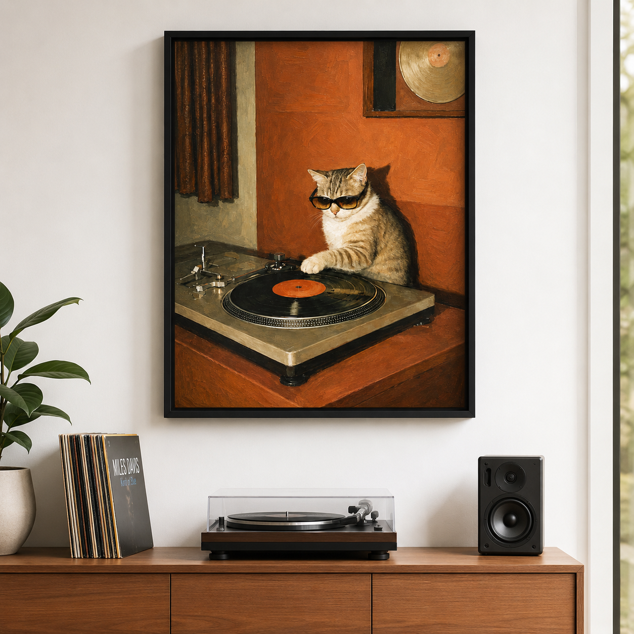 DJ Cat Canvas Wall Art Aura Canvas