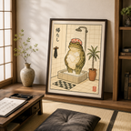 Funny Frog Shower Canvas Wall Art Aura Canvas