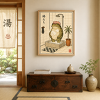 Funny Frog Shower Canvas Wall Art Aura Canvas