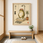 Funny Frog Shower Canvas Wall Art Aura Canvas