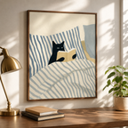 Black Cat Reading in Bed Canvas Wall Art Aura Canvas