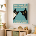 Funny Bathroom Cat Canvas Wall Art Aura Canvas