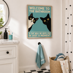 Funny Bathroom Cat Canvas Wall Art Aura Canvas