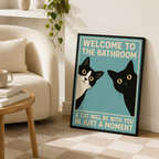 Funny Bathroom Cat Canvas Wall Art Aura Canvas