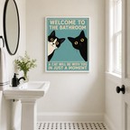 Funny Bathroom Cat Canvas Wall Art Aura Canvas