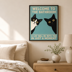 Funny Bathroom Cat Canvas Wall Art Aura Canvas