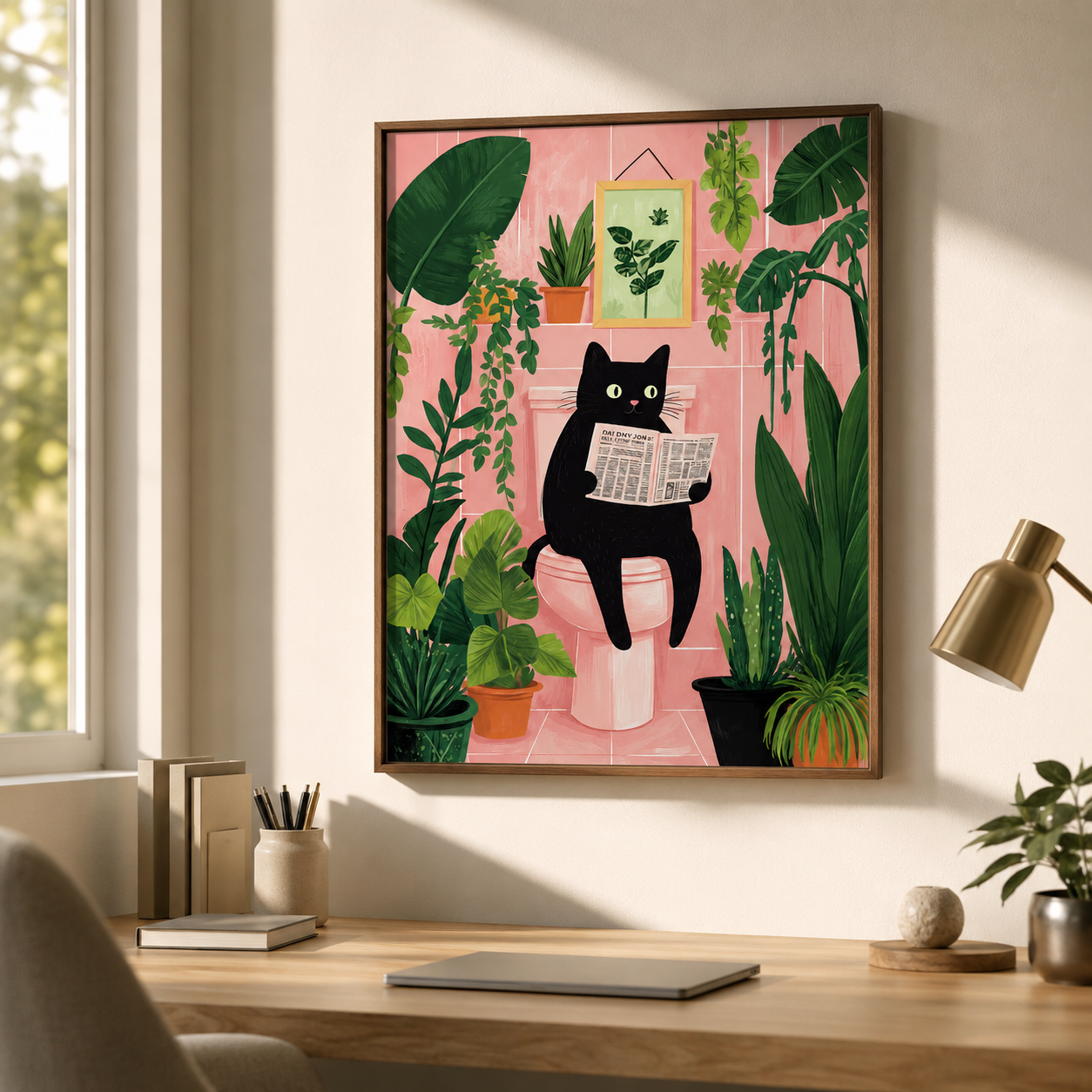 Black Cat Bathroom Canvas Wall Art Aura Canvas