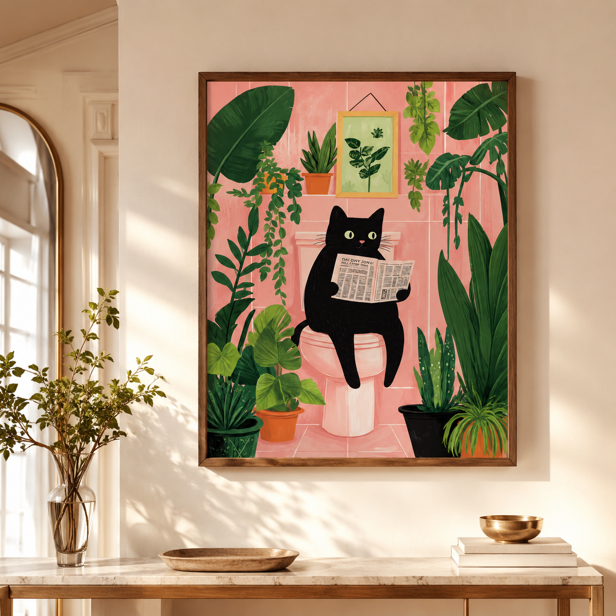 Black Cat Bathroom Canvas Wall Art Aura Canvas