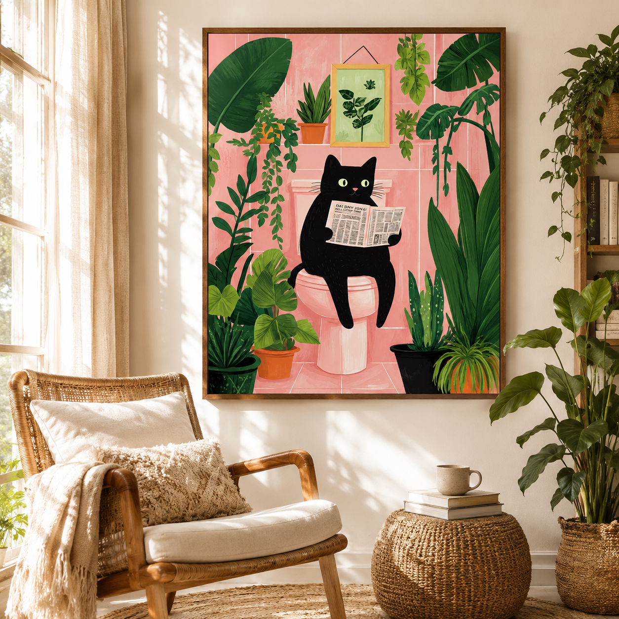 Black Cat Bathroom Canvas Wall Art Aura Canvas