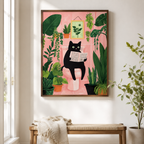 Black Cat Bathroom Canvas Wall Art Aura Canvas