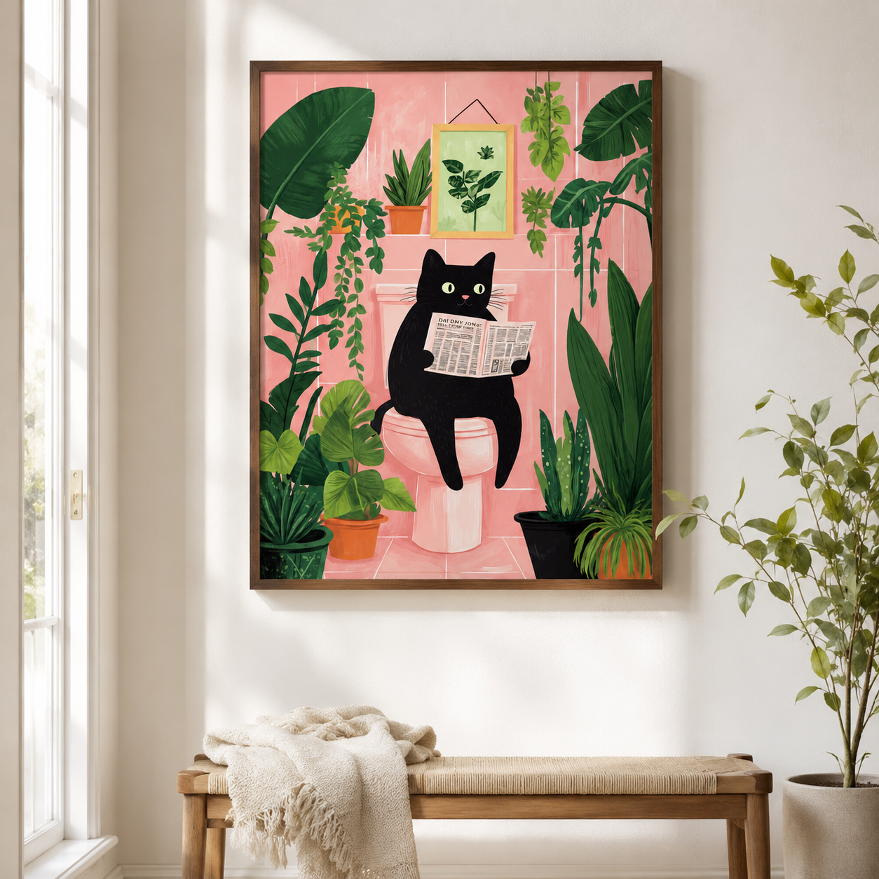 Black Cat Bathroom Canvas Wall Art Aura Canvas