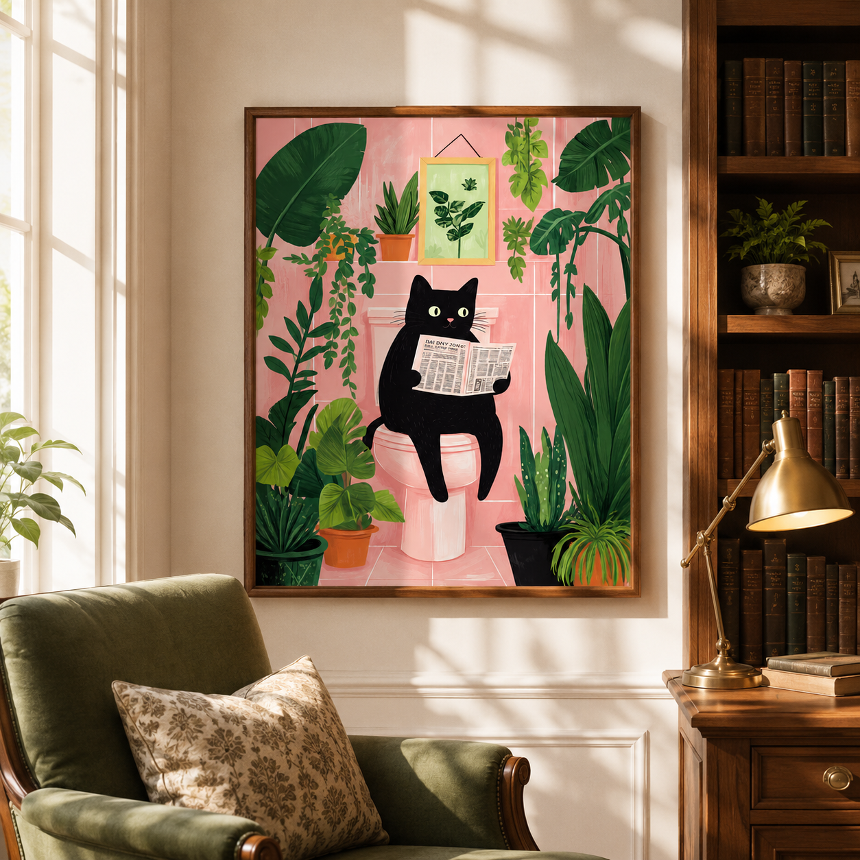 Black Cat Bathroom Canvas Wall Art Aura Canvas