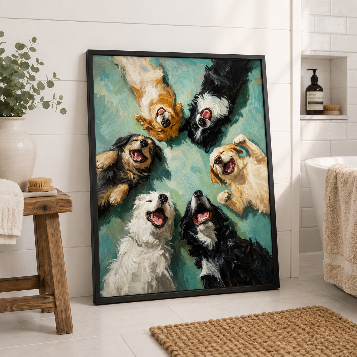 Happy Dogs Canvas Wall Art Aura Canvas