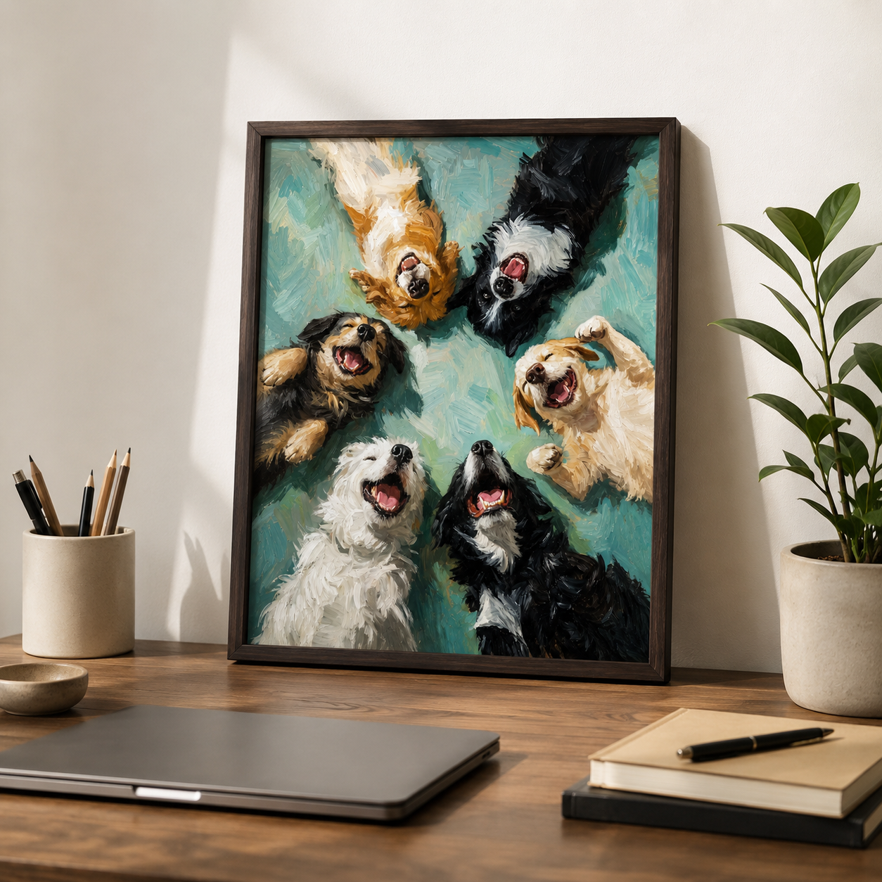 Happy Dogs Canvas Wall Art Aura Canvas
