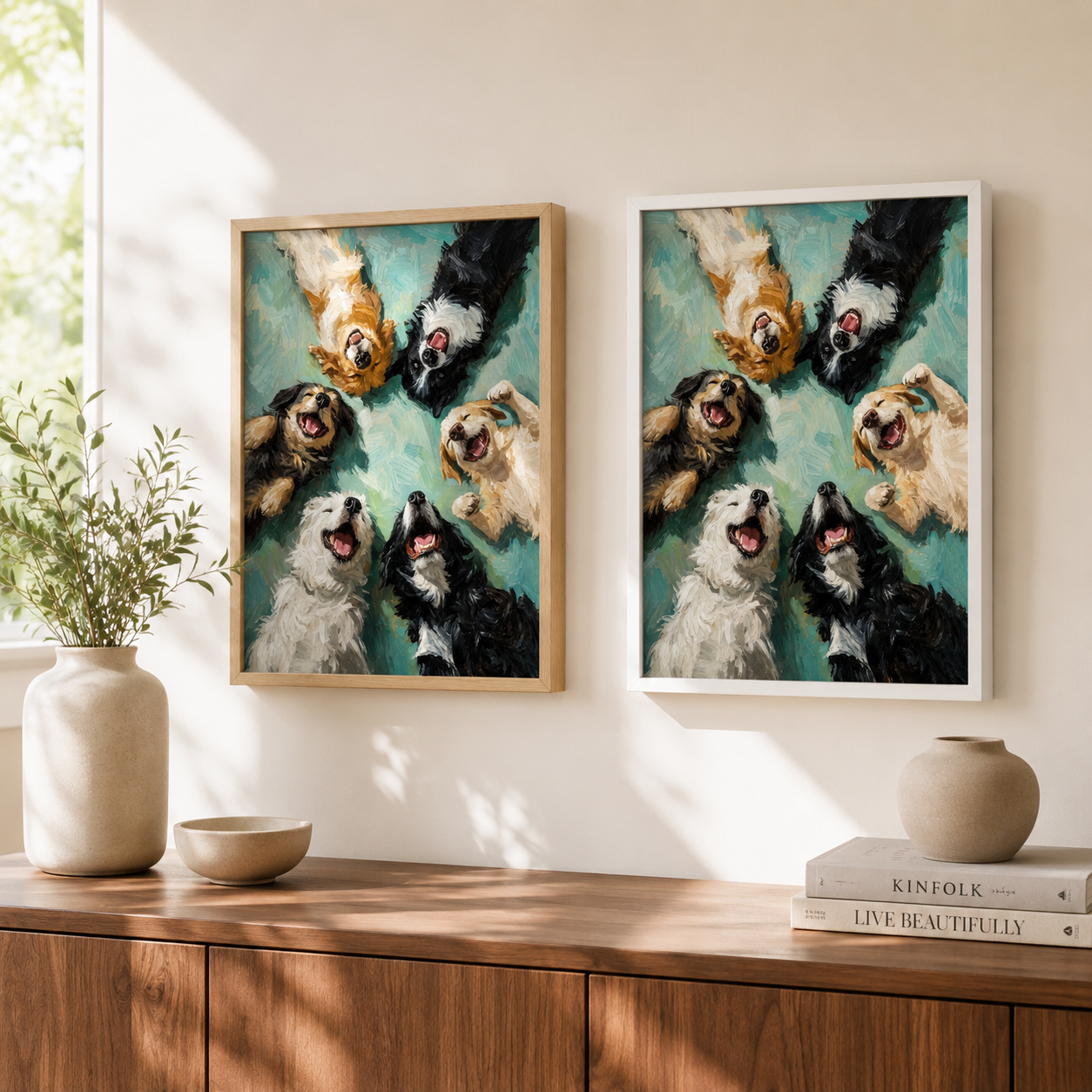 Happy Dogs Canvas Wall Art Aura Canvas