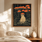 White Cat Mushroom Forest Canvas Wall Art Aura Canvas