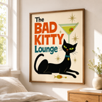 Bad Kitty Lounge Black Cat Canvas Wall Art Aura Canvas