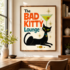 Bad Kitty Lounge Black Cat Canvas Wall Art Aura Canvas