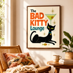 Bad Kitty Lounge Black Cat Canvas Wall Art Aura Canvas