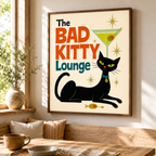 Bad Kitty Lounge Black Cat Canvas Wall Art Aura Canvas