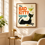 Bad Kitty Lounge Black Cat Canvas Wall Art Aura Canvas