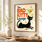 Bad Kitty Lounge Black Cat Canvas Wall Art Aura Canvas