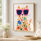 Flower Cat Canvas Wall Art Aura Canvas