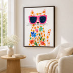 Flower Cat Canvas Wall Art Aura Canvas