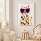 Flower Cat Canvas Wall Art Aura Canvas